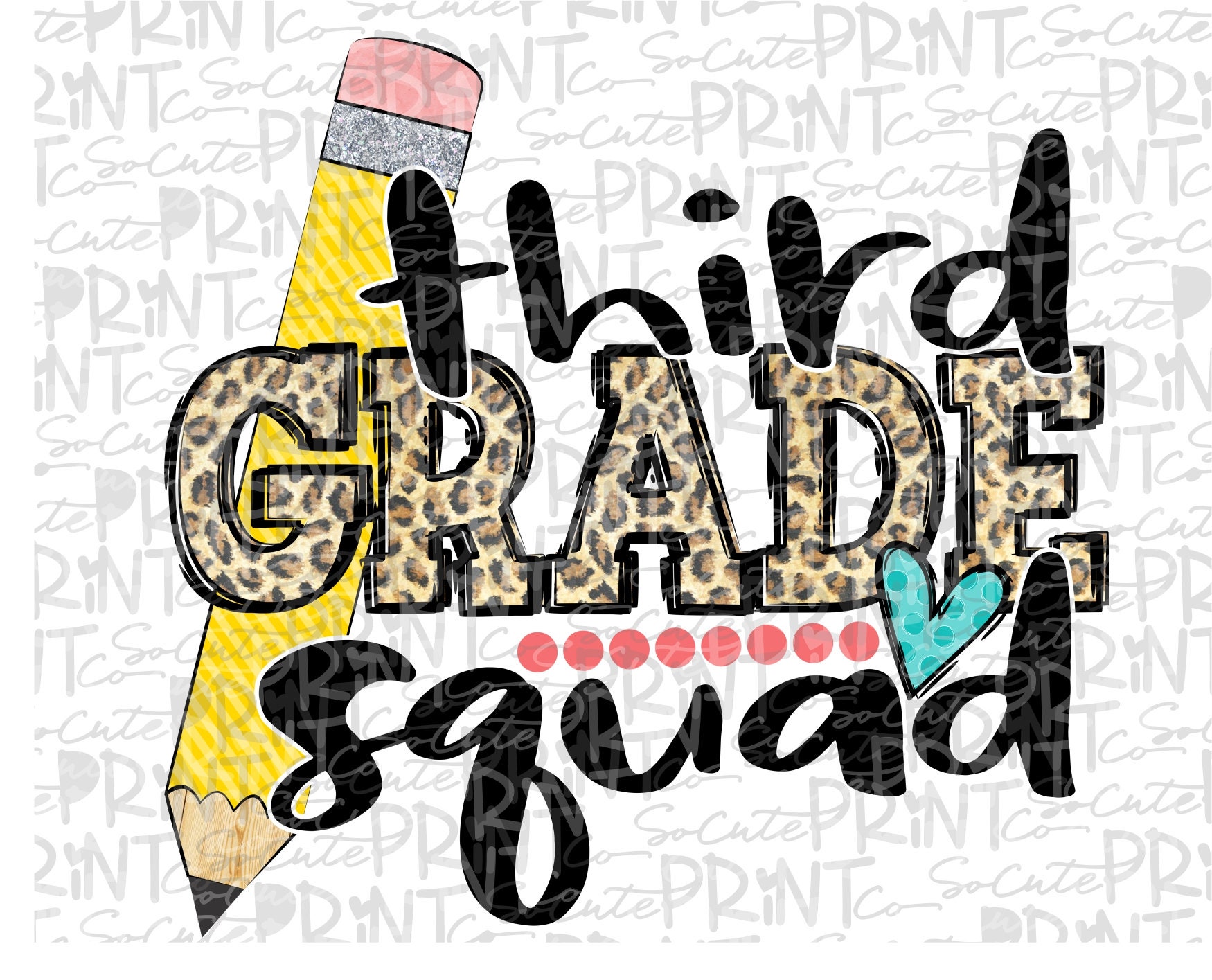 Back to School Third Grade Pencil Clipart PNG File for | Etsy