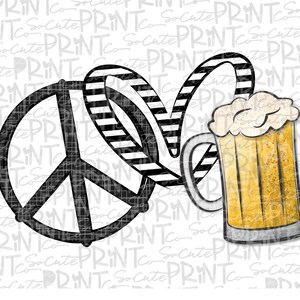 St Patricks Day, Peace love beer clipart, clover png file for sublimation printing, watercolor clover, St paddys day, shamrock clipart