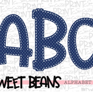 Alphabet, Sweet Beans printable font, alpha pack, Navy diamond alphabet,   PNG file for sublimation, create your own words, EB002