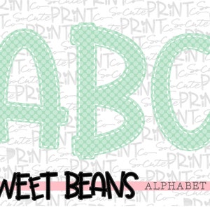 Mint polka dot alphabet, Sweet Beans printable font, alpha pack, PNG file for sublimation, create your own words, mint alphabet