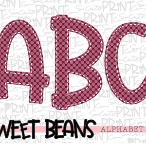 Burgundy polka dot alphabet, Sweet Beans printable font, alpha pack, PNG file for sublimation, create your own words, burgundy alphabet