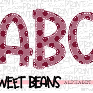 Burgundy polka dot alphabet, Sweet Beans printable font, alpha pack, PNG file for sublimation, create your own words, Burgundy alphabet