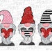 Valentines Day, Valentine gnome trio clipart, Valentine png file for sublimation printing, Valentines day clipart, glitter gnomes with heart 