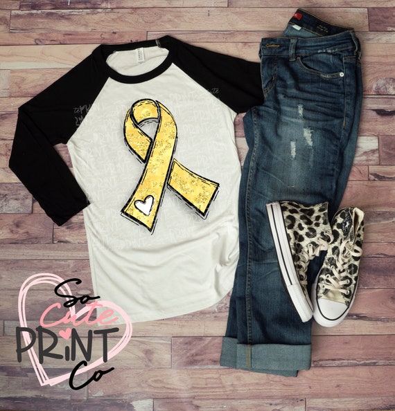 Awareness, Yellow Ribbon Clipart, Cancer Awareness, Png File for  Sublimation, Gold Ribbon, Childhood Cancer, Sublimation Design 