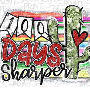 School Clipart 100 Days Sharper Cactus Png File For Etsy Ireland