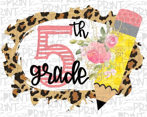 Fifth Grade Clipart, Back to School, Transparent PNG File for Sublimation,  First Day of School, Printable, 5th Grade Printable - Etsy