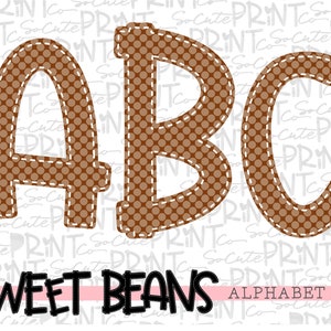 Brown polka dot alphabet, Sweet Beans printable font, alpha pack, PNG file for sublimation, create your own words, brown alphabet