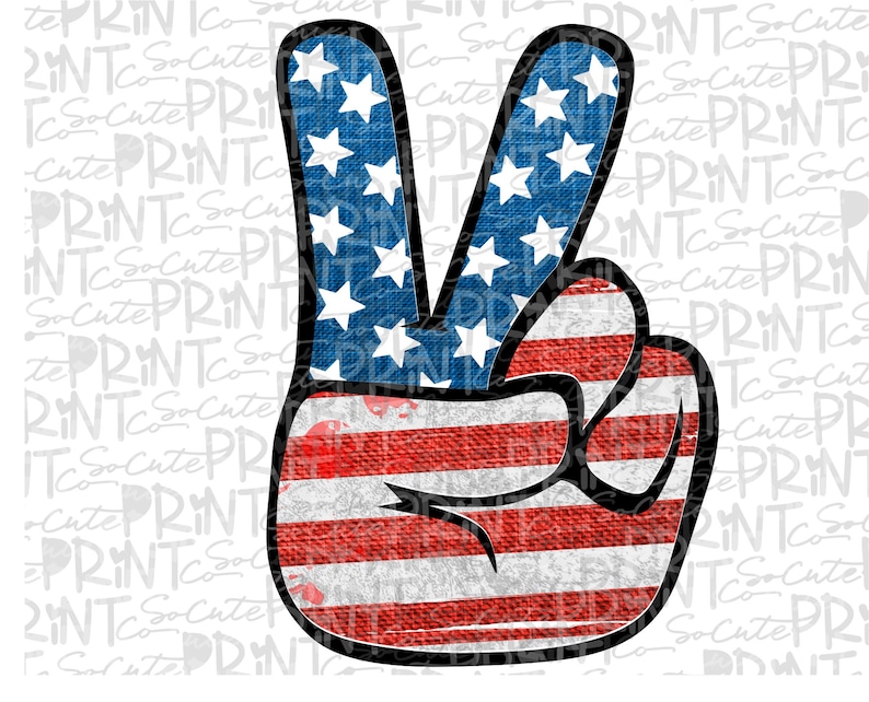 4th of July Peace sign flag clipart happy 4th of July | Etsy
