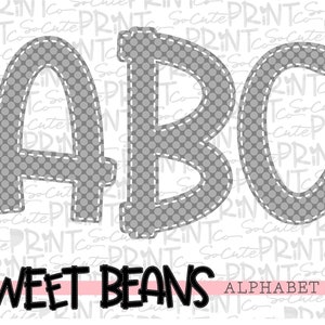 Gray polka dot alphabet, Sweet Beans printable font, alpha pack, PNG file for sublimation, create your own words, gray alphabet