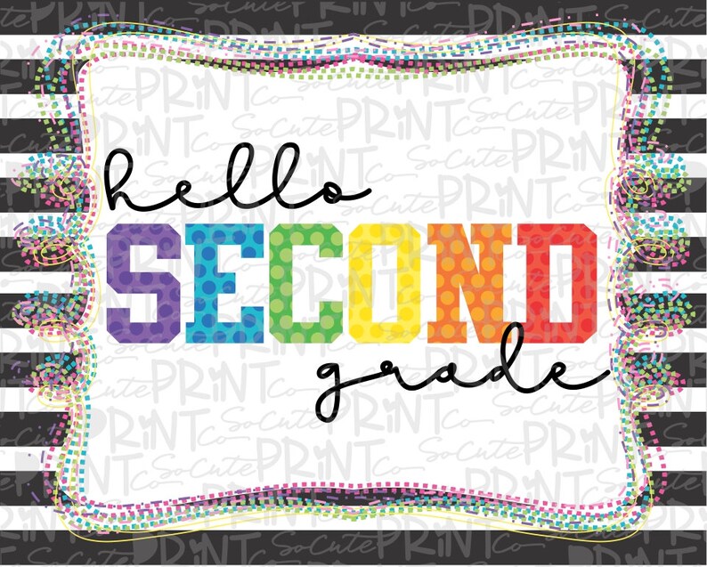 Back to School Sign Hello 2nd Grade 2nd Grade Printable - Etsy