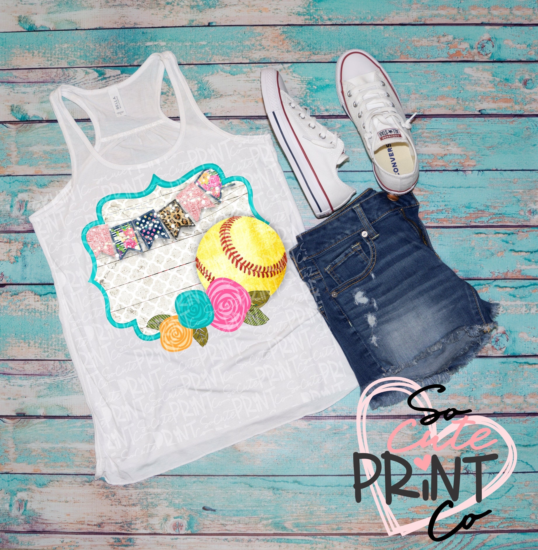 Softball softball monogram frame transparent PNG file for Etsy