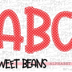Red polka dot alphabet, Sweet Beans printable font, alpha pack, PNG file for sublimation, create your own words, red alphabet, 4th of july