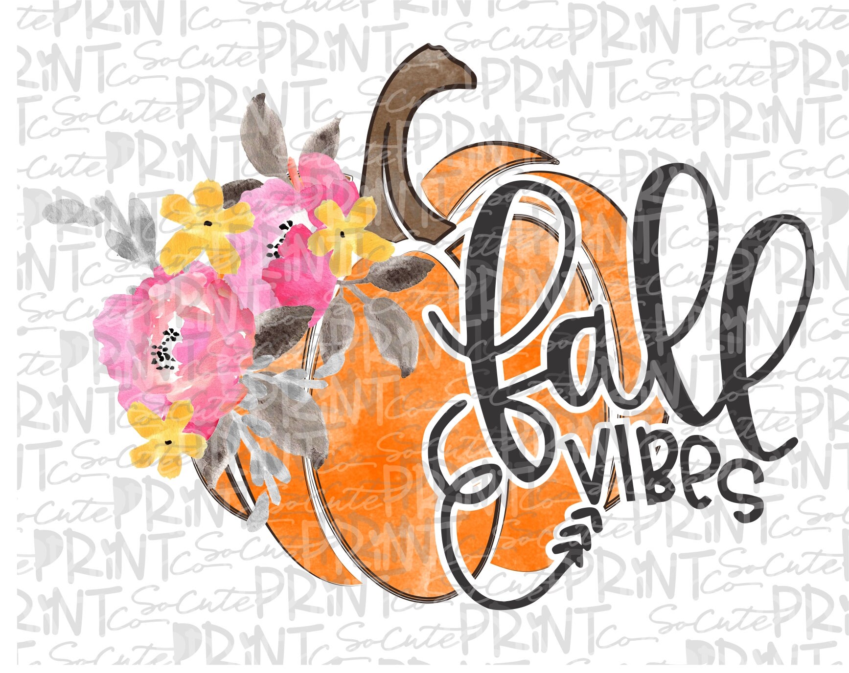 Pumpkin clipart watercolor Pumpkin Fall Vibes transparent | Etsy