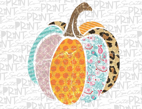 Pumpkin Clipart Patchwork Leopard Pumpkin Transparent Png Etsy