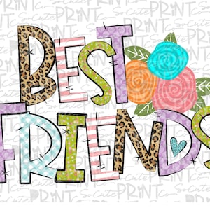 Best Friends, Best friends forever clipart, BFF png file for sublimation printing, Sisters are friends clipart, girls best friends design
