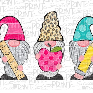 Back to school, gnome clipart, school supplies gnome, PNG file for sublimation, first day of school, printable, teacher printable