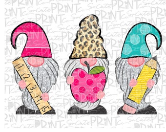 Back to school, gnome clipart, school supplies gnome, PNG file for sublimation, first day of school, printable, teacher printable