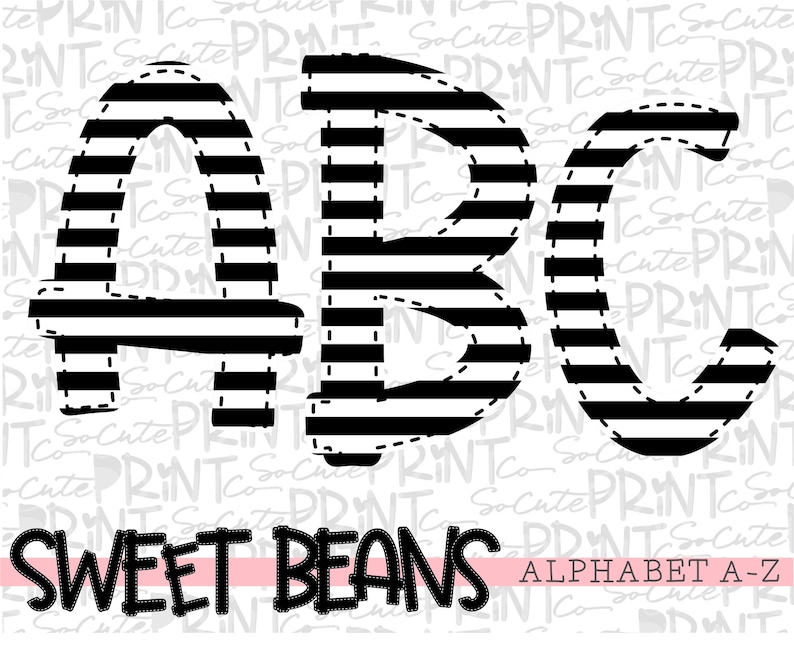 Stripe alphabet, Lovable Beans printable font, alpha pack, PNG document for sublimation, develop your private phrases, black white striped alphabet image relating to Printable Fonts named Stripe alphabet, Adorable Beans printable font, alpha pack, PNG record for sublimation, acquire your personal phrases, black white striped alphabet