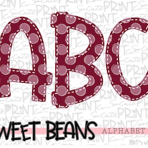 Burgundy polka dot alphabet, Sweet Beans printable font, alpha pack, PNG file for sublimation, create your own words, Burgundy alphabet