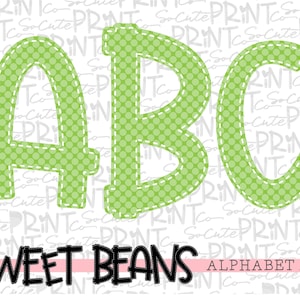 Green polka dot alphabet, Sweet Beans printable font, alpha pack, PNG file for sublimation, create your own words, green apple alphabet