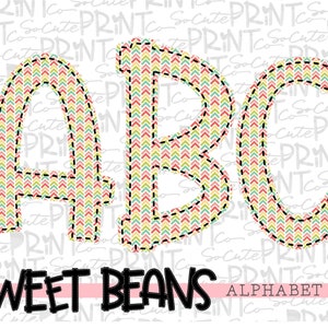 Alphabet, Sweet Beans printable font, alpha pack, herringbone alphabet,   PNG file for sublimation, create your own words, EB003