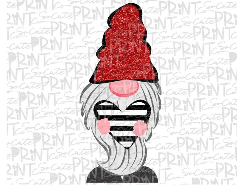 Sublimation Valentine Glitter Gnome 3 SVG File