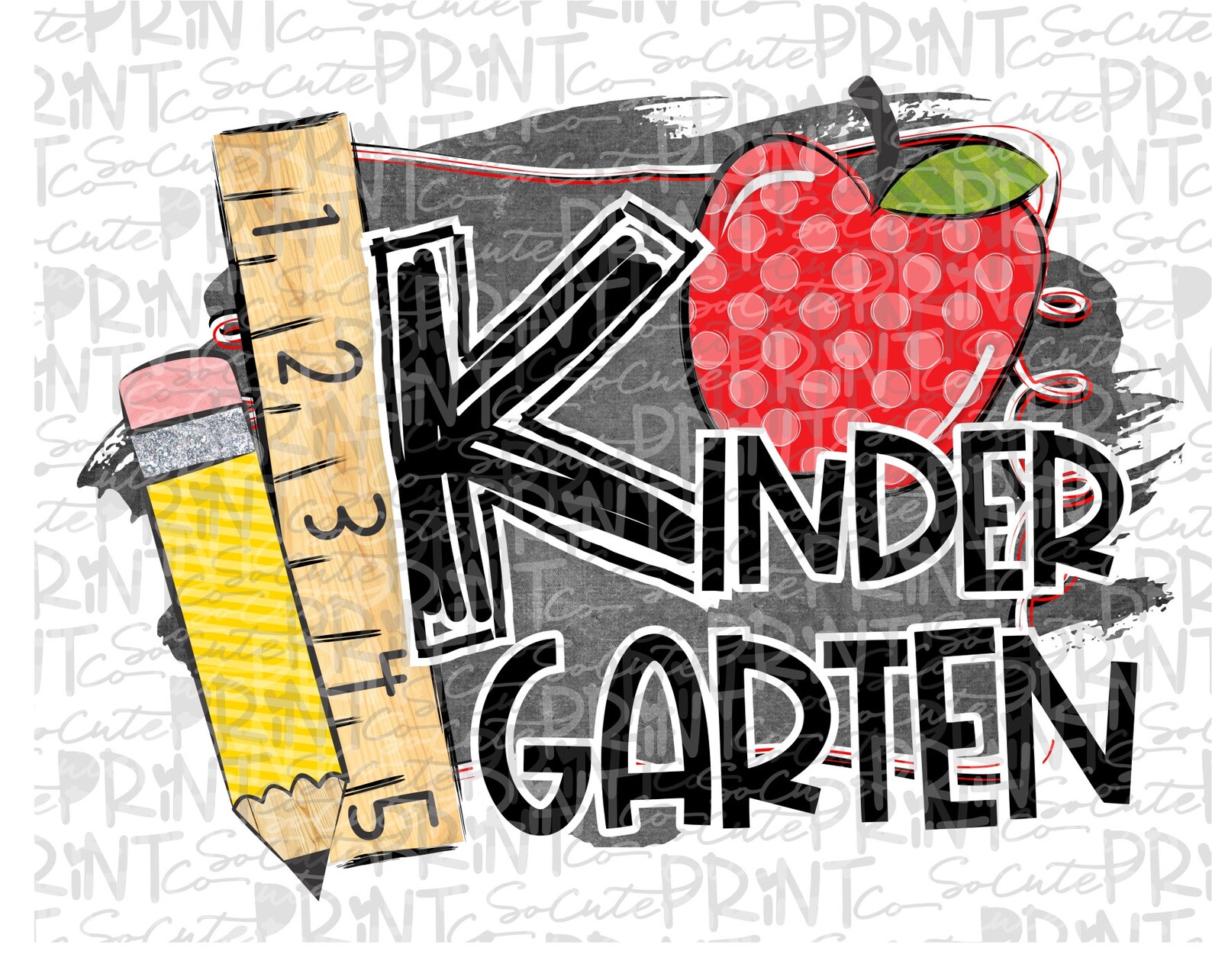 Back to School Kindergarten Chalkboard Clipart PNG File for Etsy