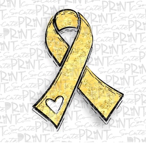 Awareness, Yellow ribbon clipart, cancer awareness, png file for sublimation, Gold ribbon, Childhood Cancer, sublimation design