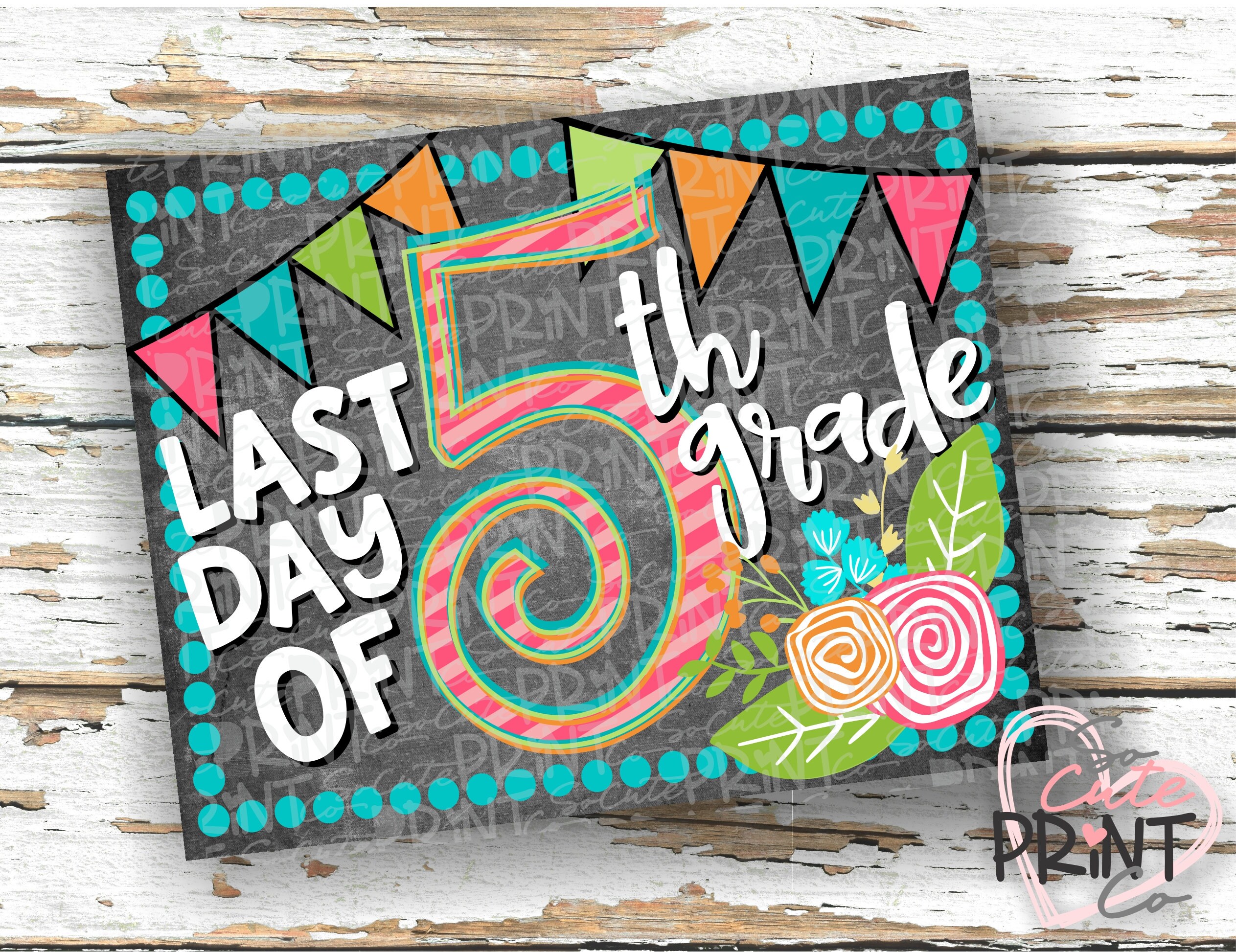 last day of school sign printable 5th grade graduation last etsy