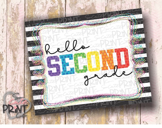 Back to School Sign Hello 2nd Grade 2nd Grade Printable | Etsy