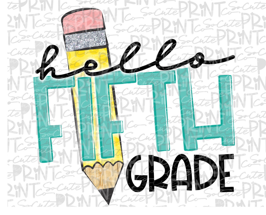 Back to School Hello Fifth Grade Clipart PNG File for - Etsy