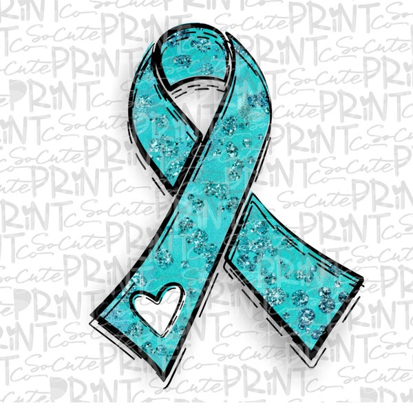 Awareness, Teal ribbon clipart, cancer awareness, png file for sublimation, Teal ribbon, Ovarian Cancer, sublimation design