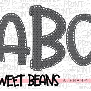 Alphabet, Sweet Beans printable font, alpha pack, gray polka dot alphabet,   PNG file for sublimation, create your own words, EB005