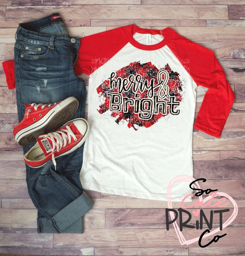 winter clipart Merry /& Bright png file for sublimation printing Christmas shirt design Christmas Red plaid Christmas merry Christmas
