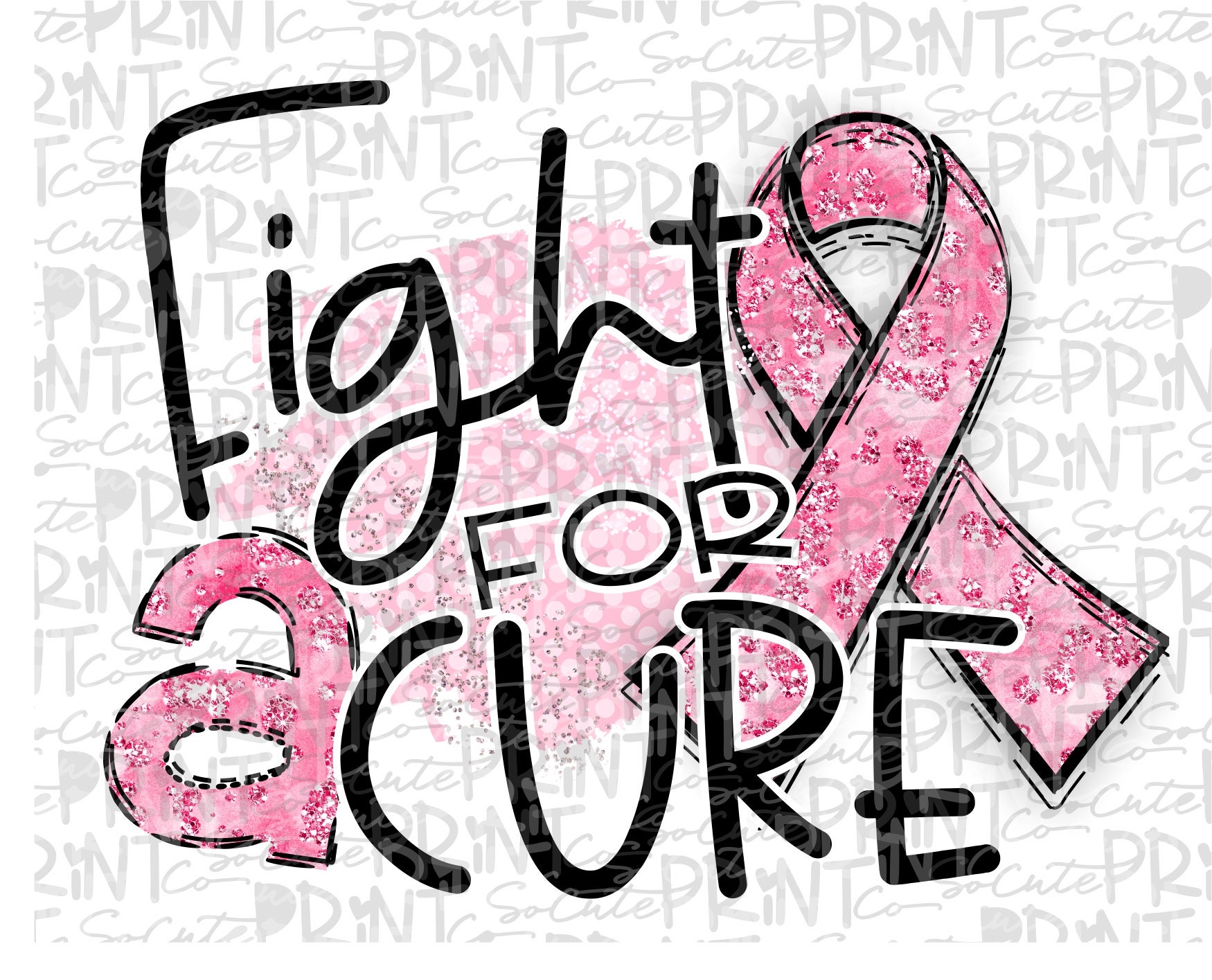 Awareness Pink ribbon clipart Fight for a cure cancer | Etsy