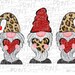 Valentines Day, Valentine gnome trio clipart, Valentine png file for sublimation printing, Valentines day clipart, glitter gnomes with heart 