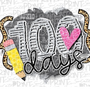 School Clipart 100 Days Of School Png File For Sublimation Etsy