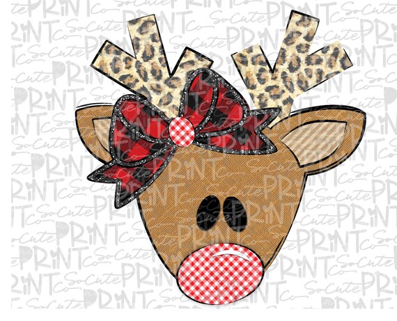 Download Sublimation Design Print At Home Design For Printing And Other Crafts Reindeer With White Buffalo Plaid Frame Png Clipart Kits How To Craft Supplies Tools Tripod Ee