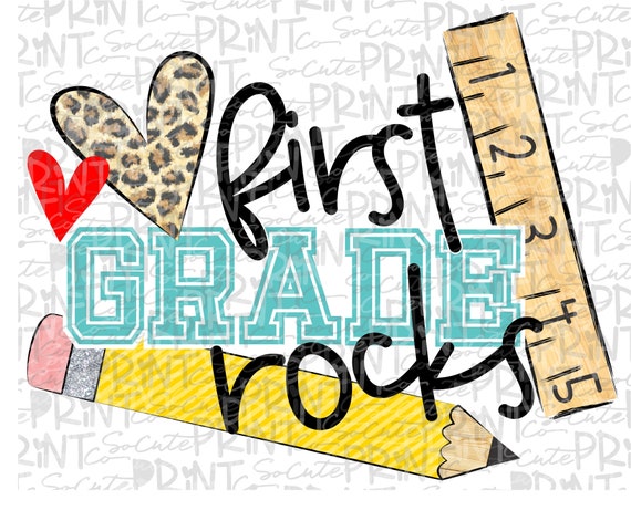 Back to school First grade rocks clipart PNG file for | Etsy