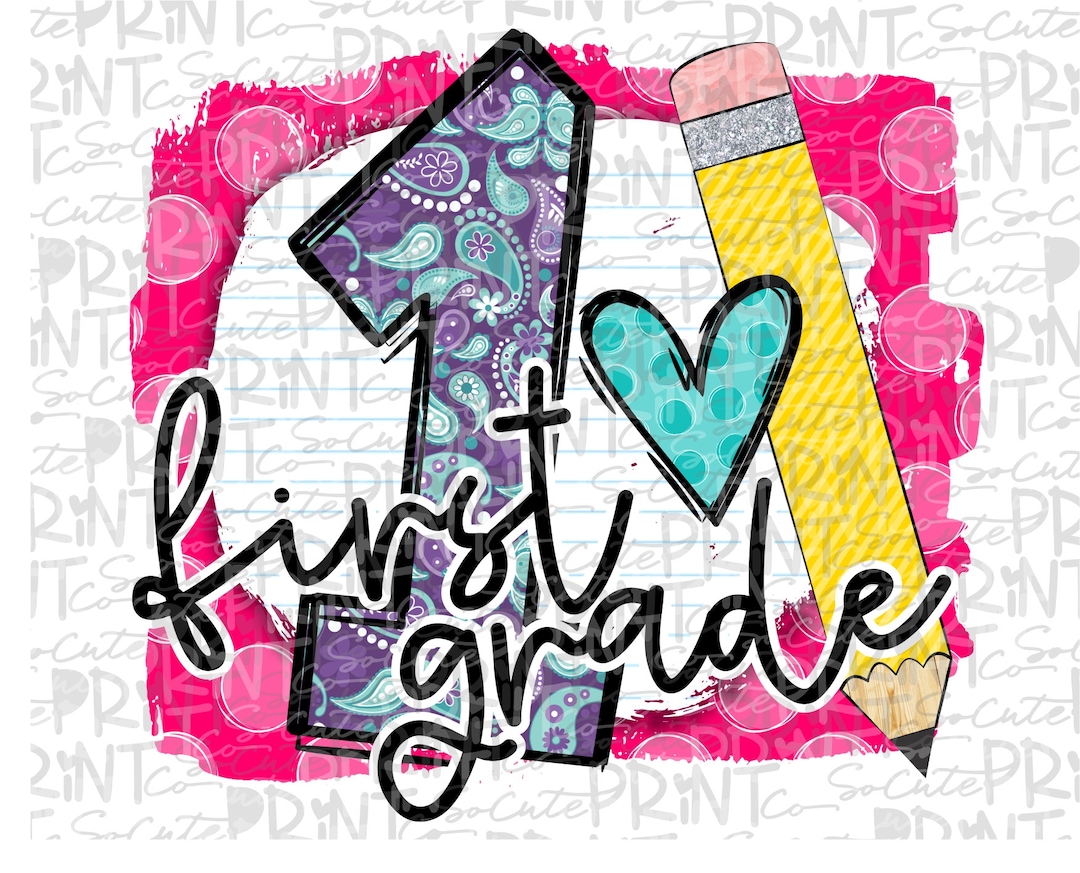 First Grade Thumbnail Back to School, First Grade Clipart, PNG File for Sublimation, First ...
