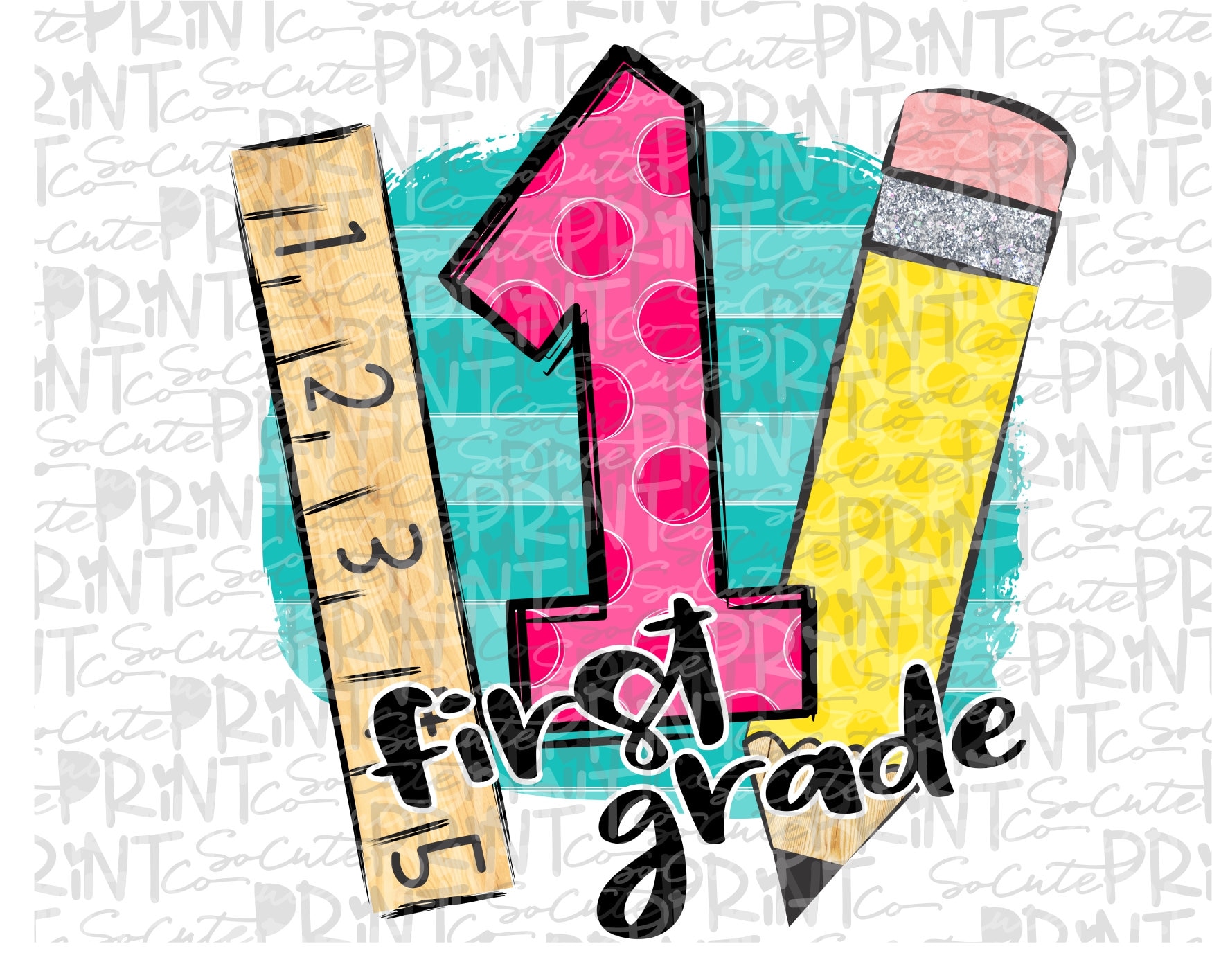 Back to School First Grade Clipart Polka Dot Pencil PNG - Etsy