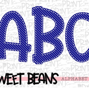 Royal blue striped alphabet, Sweet Beans printable font, alpha pack, PNG file for sublimation, create your own words, light blue alphabet