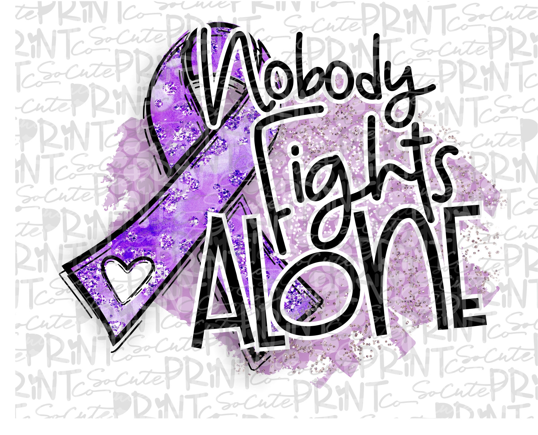 Awareness, Purple ribbon clipart, Nobody Fights Alone, cancer awareness,  png file for sublimation, Purple ribbon, Alzheimer’s