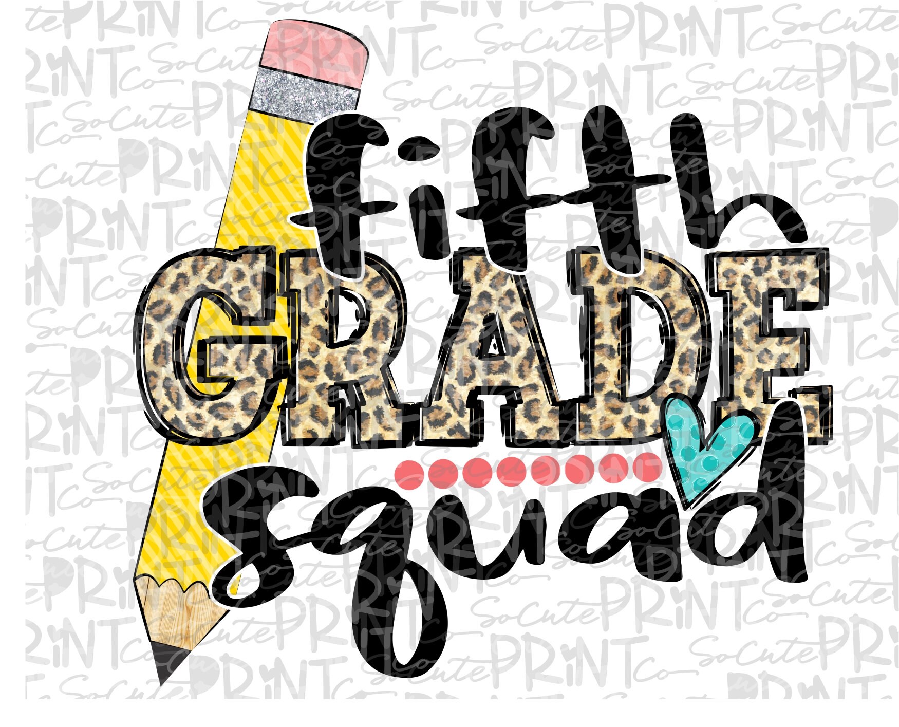 Back to school Fifth grade pencil clipart PNG file for | Etsy
