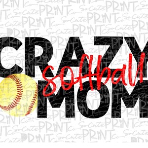 Softball, loud & proud clipart, crazy softball mom, transparent PNG file for sublimation, softball mom PNG, printable, softball shirt design