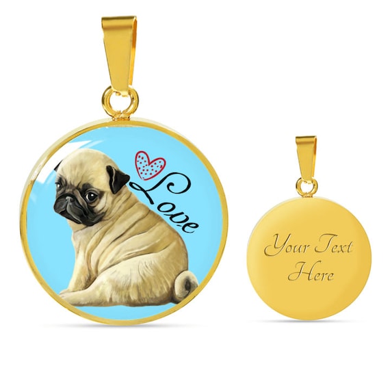 gold pug necklace