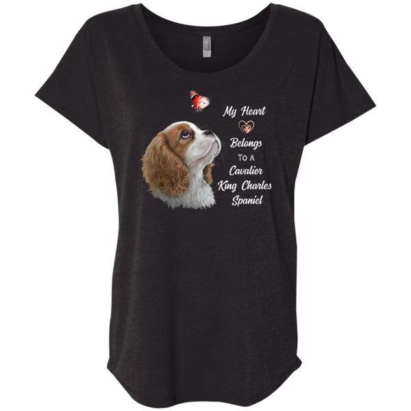 Cavalier king Charles spaniel, King Charles spaniel, dog lover gift, My Heart Belongs To A Cavalier, dog gift, Blenheim Cavalier T-shirt