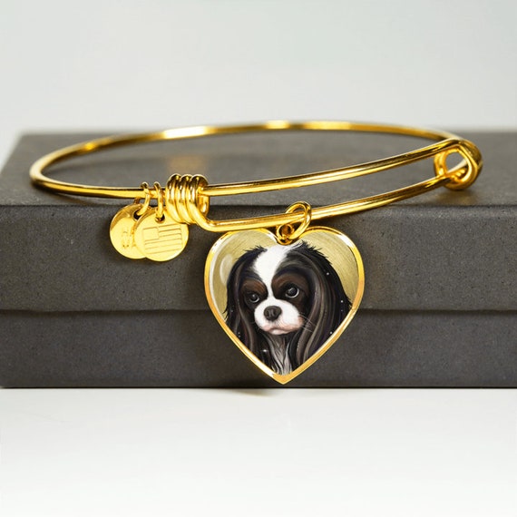 English Toy Spaniel v2-18k Gold Finished Bangle Bracelet Dog Lover Owner Mom Gifts Jewelry English Toy Spaniel v2-18k Gold Finished Bangle Bracelet Dog Lover Owner Mom Gifts Jewelry