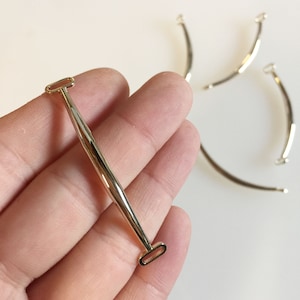 Brass Curve Tube, Bracelet Tube Connector, 53mmx9mm, 12K Gold Plated Brass, 1pc.