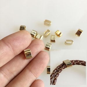 Schnur Slide Bead, Metall Perle Slider, 6mmx10mmx5.5mm, 3.5mm Loch, 14K Gold vergoldet Messing, 3pcs.